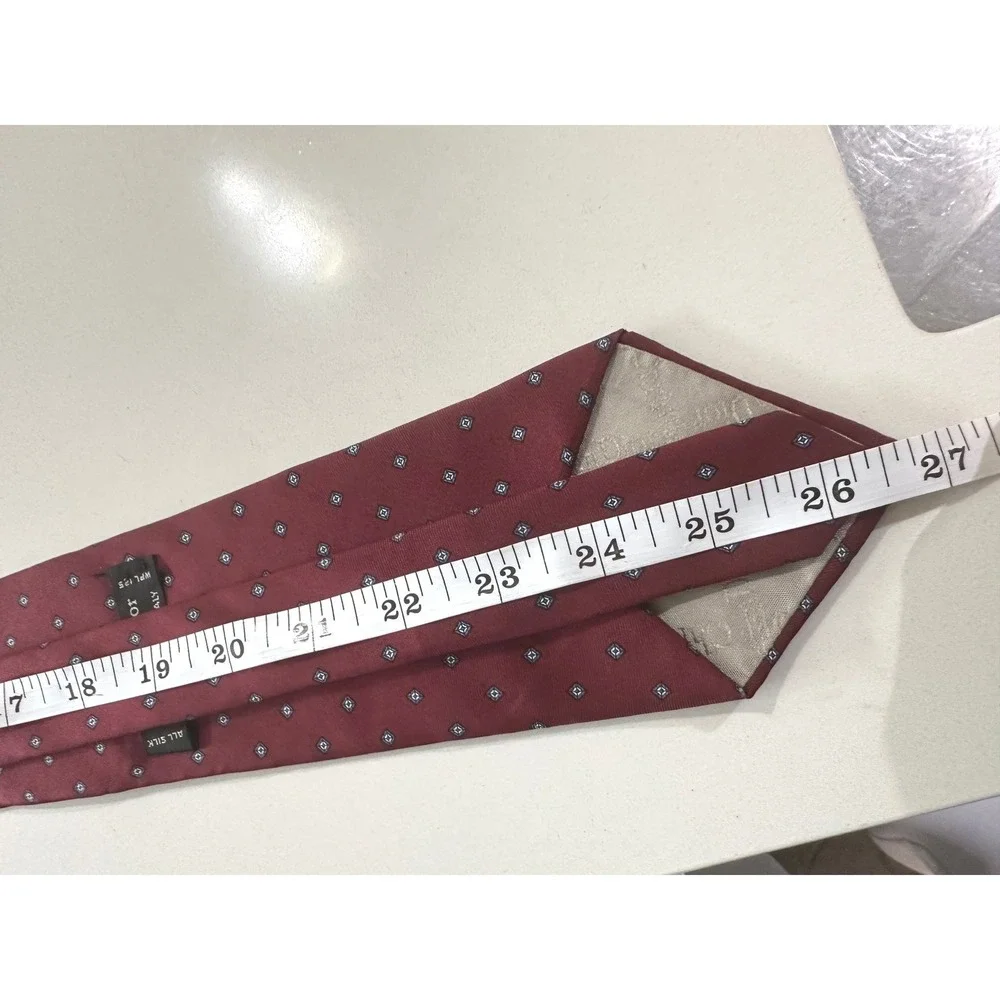 Christian Dior Silk Tie Burgundy Red Geometric Medallion‎ Pattern Made in USA